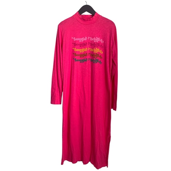 Vada Winter Bougie + Bright Dress Size Medium Pink Cotton Long T-Shirt Dress - Picture 1 of 6